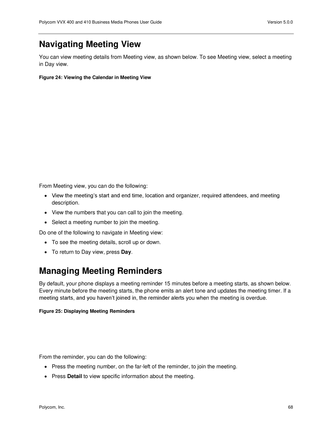 Polycom VVX400 manual Navigating Meeting View, Managing Meeting Reminders 