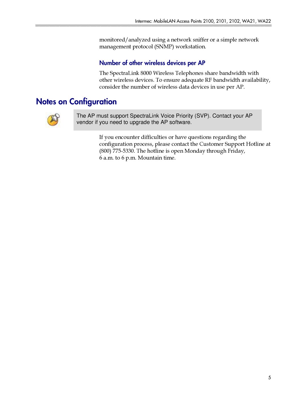 Polycom WA21, WA22, 2100, 2101, 2102 manual Number of other wireless devices per AP 