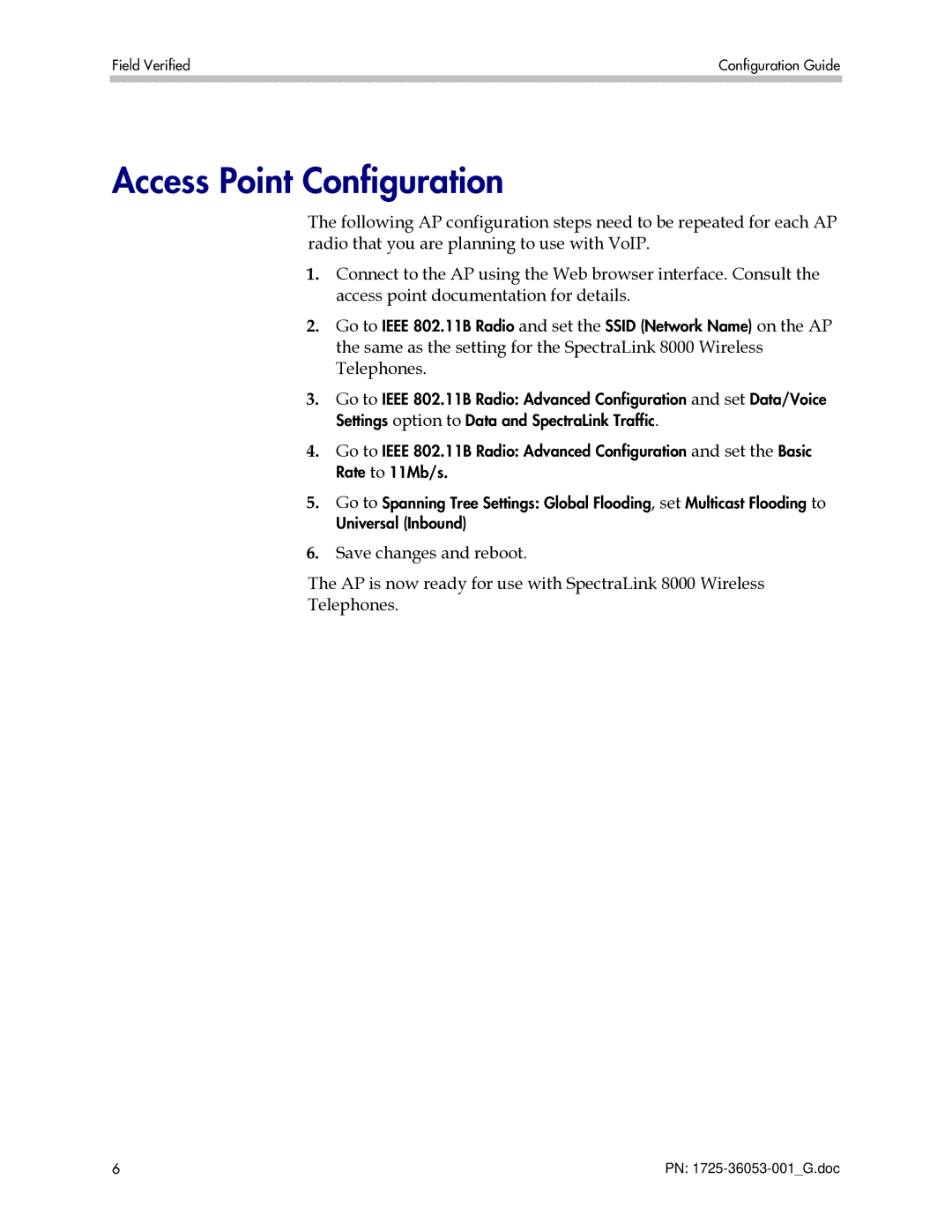 Polycom WA22, WA21, 2100, 2101, 2102 manual Access Point Configuration 