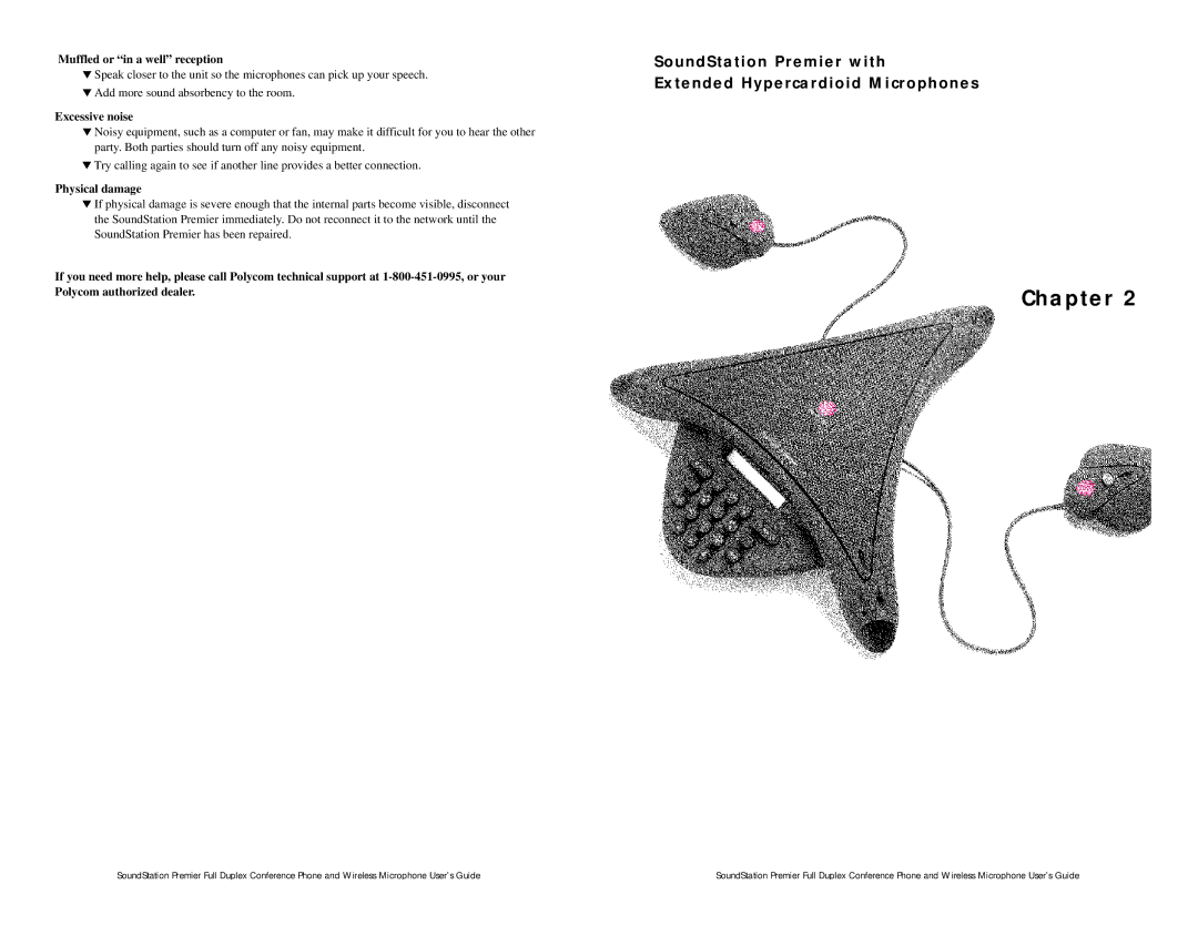 Polycom Wireless Microphone System Muffled or in a well reception, Excessive noise, Physical damage 