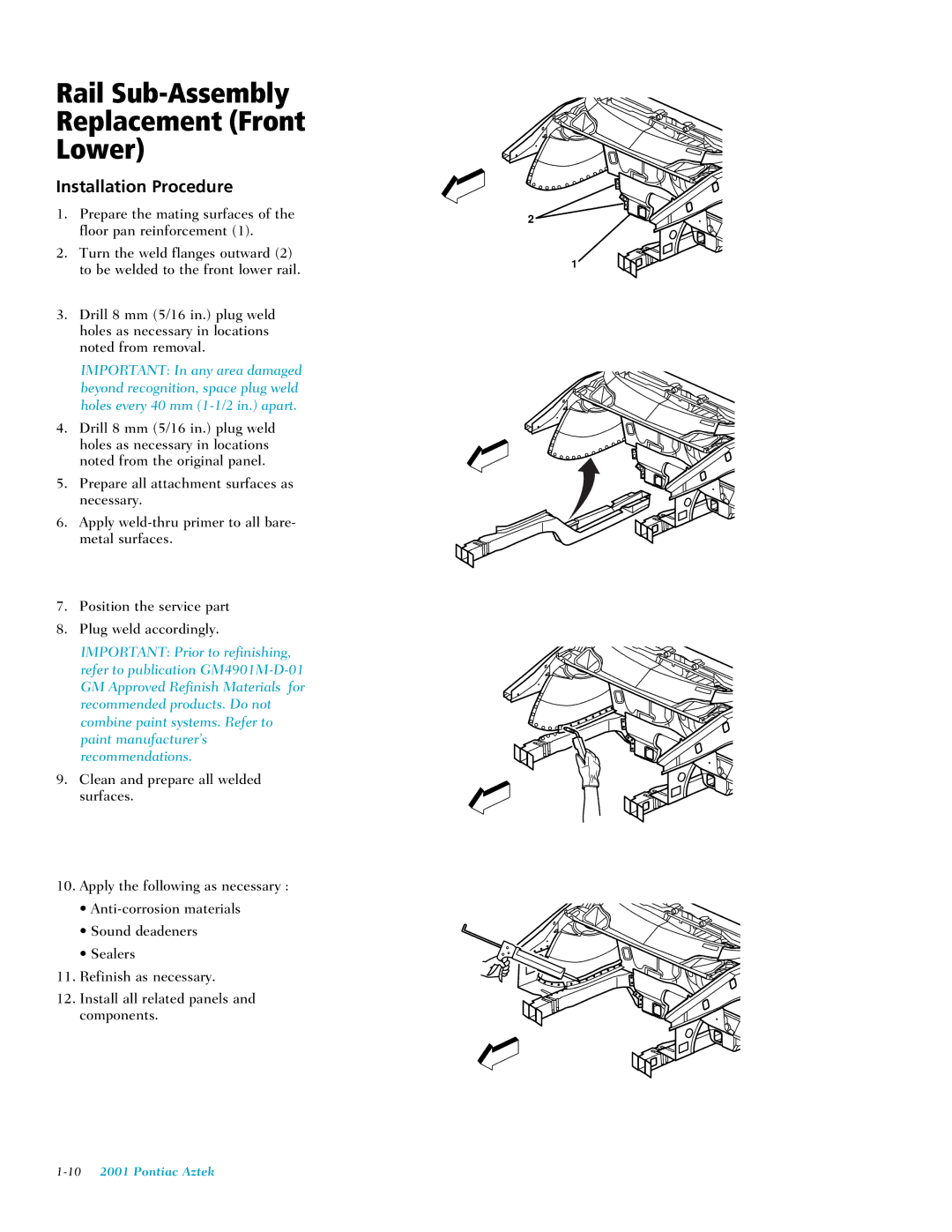 Pontiac 2001 manual Rail Sub-Assembly Replacement Front Lower 