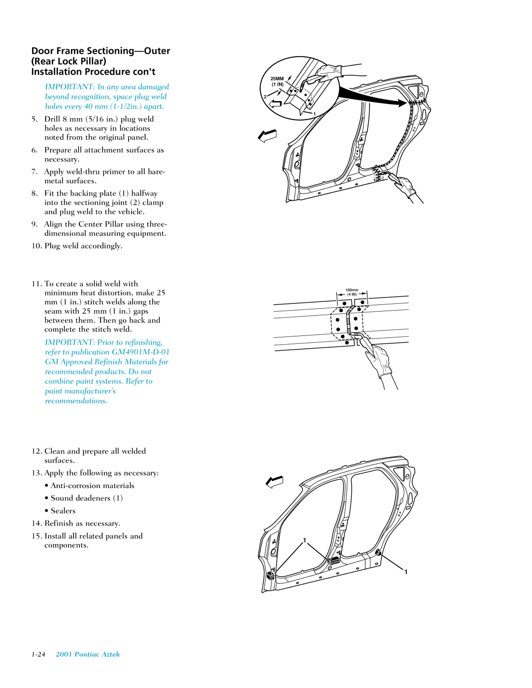 Pontiac 2001 manual Door Frame Sectioning-Outer Rear Lock Pillar 