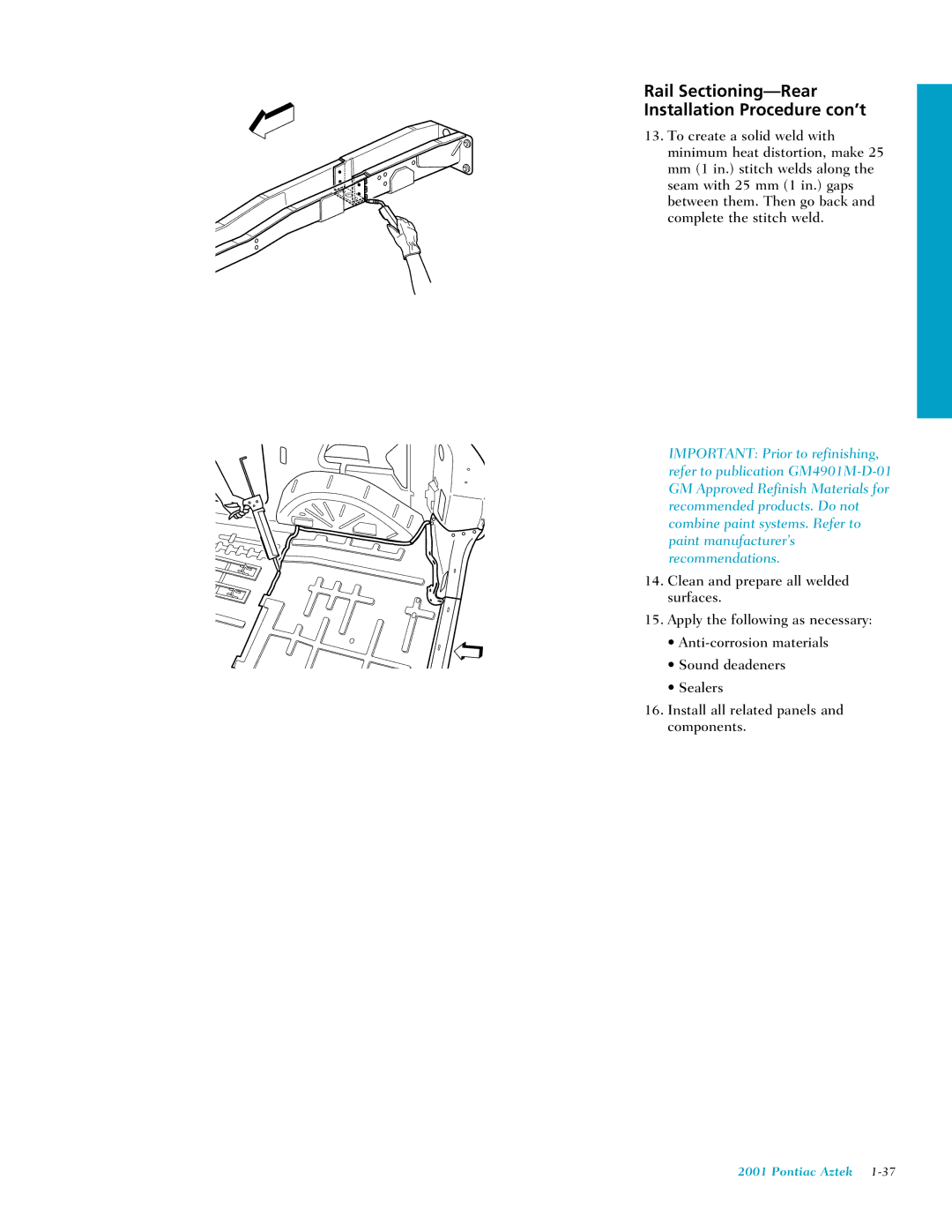 Pontiac 2001 manual Rail Sectioning-Rear Installation Procedure con’t 