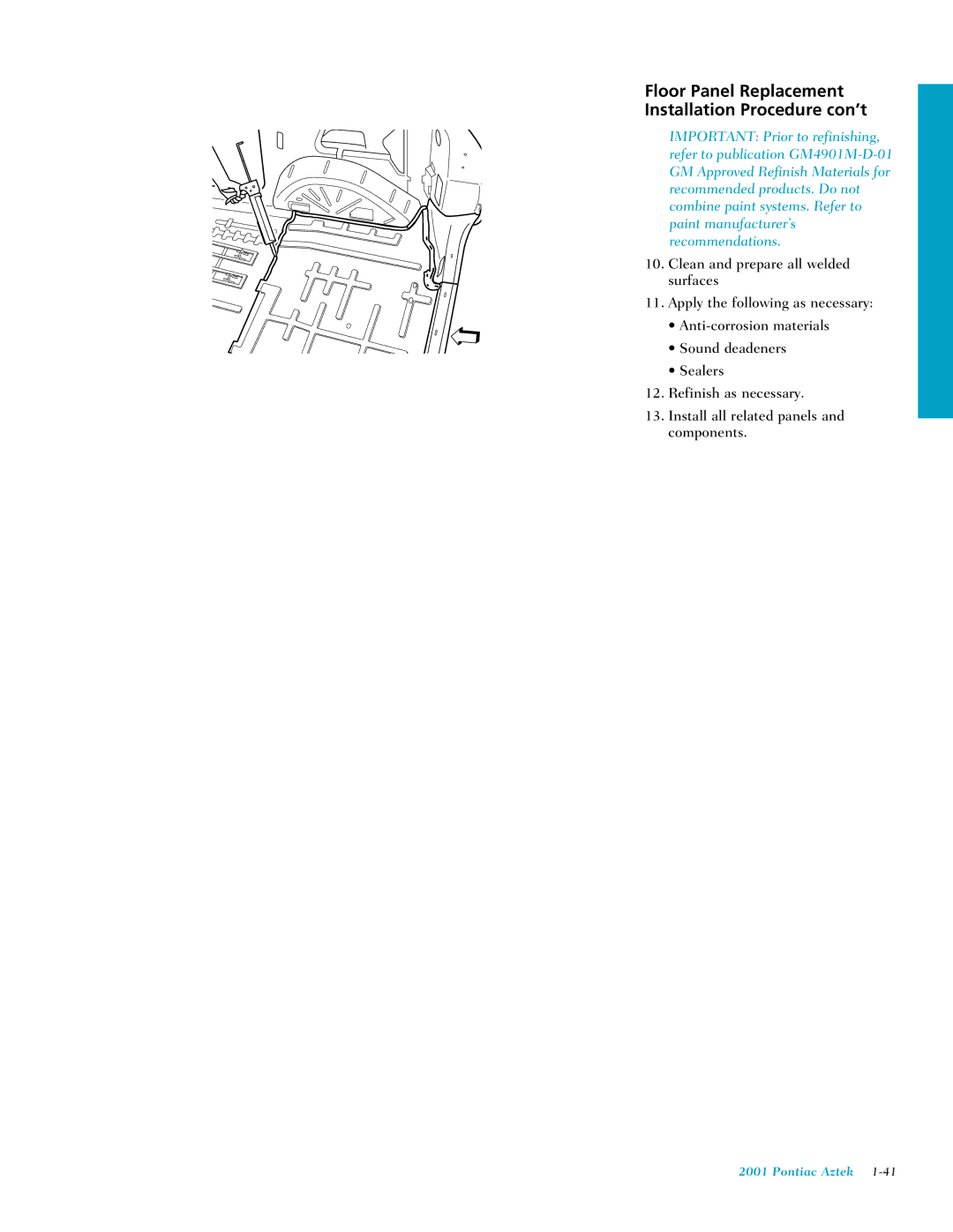 Pontiac 2001 manual Floor Panel Replacement Installation Procedure con’t 