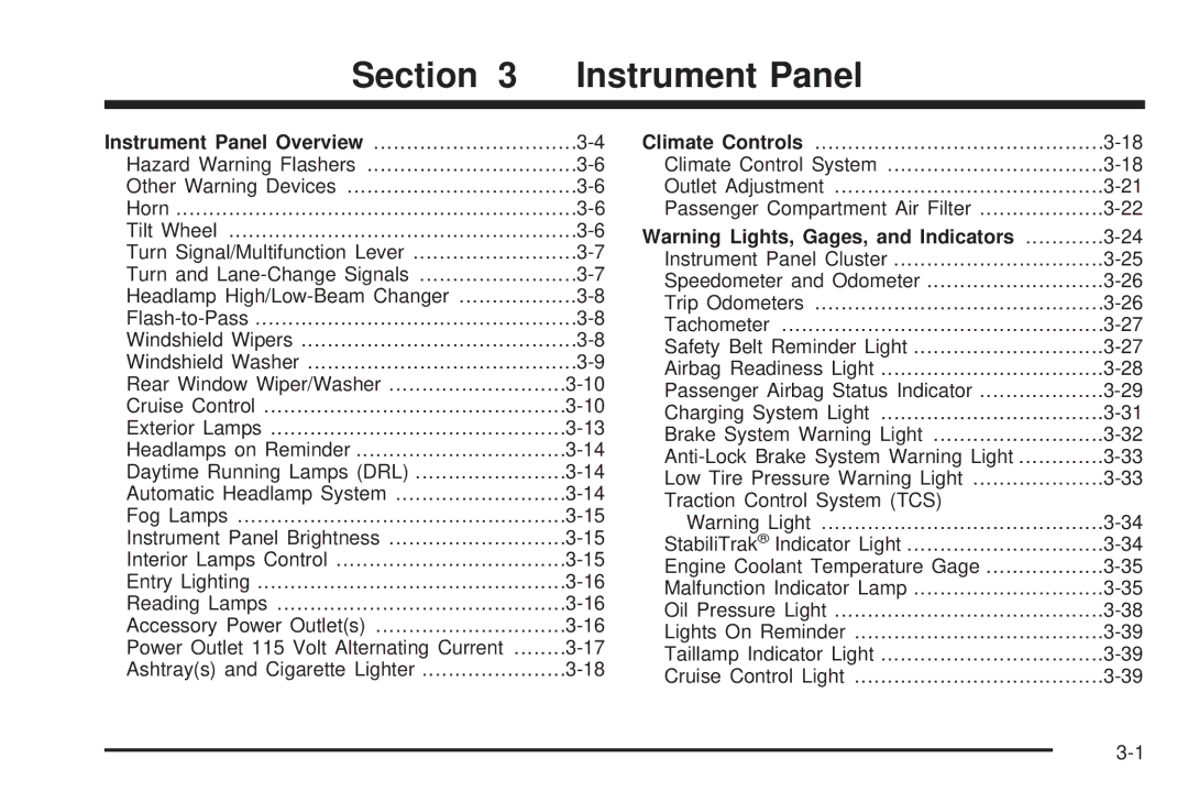 Pontiac 2006 manual Instrument Panel 