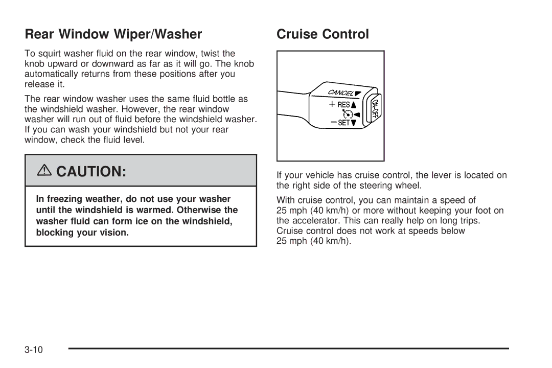 Pontiac 2006 manual Rear Window Wiper/Washer, Cruise Control 