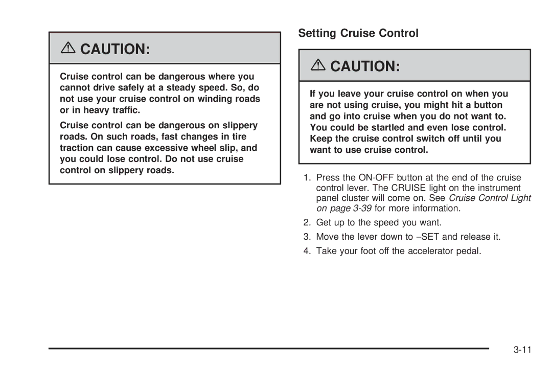 Pontiac 2006 manual Setting Cruise Control 