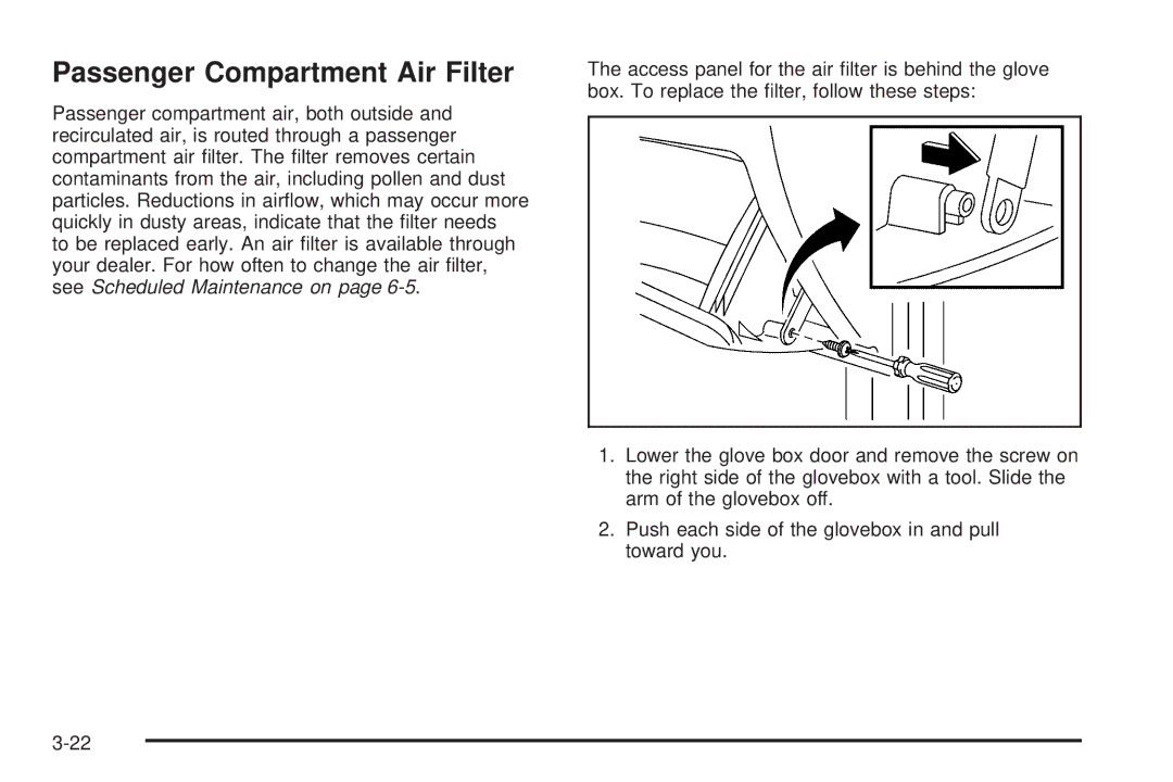 Pontiac 2006 manual Passenger Compartment Air Filter 