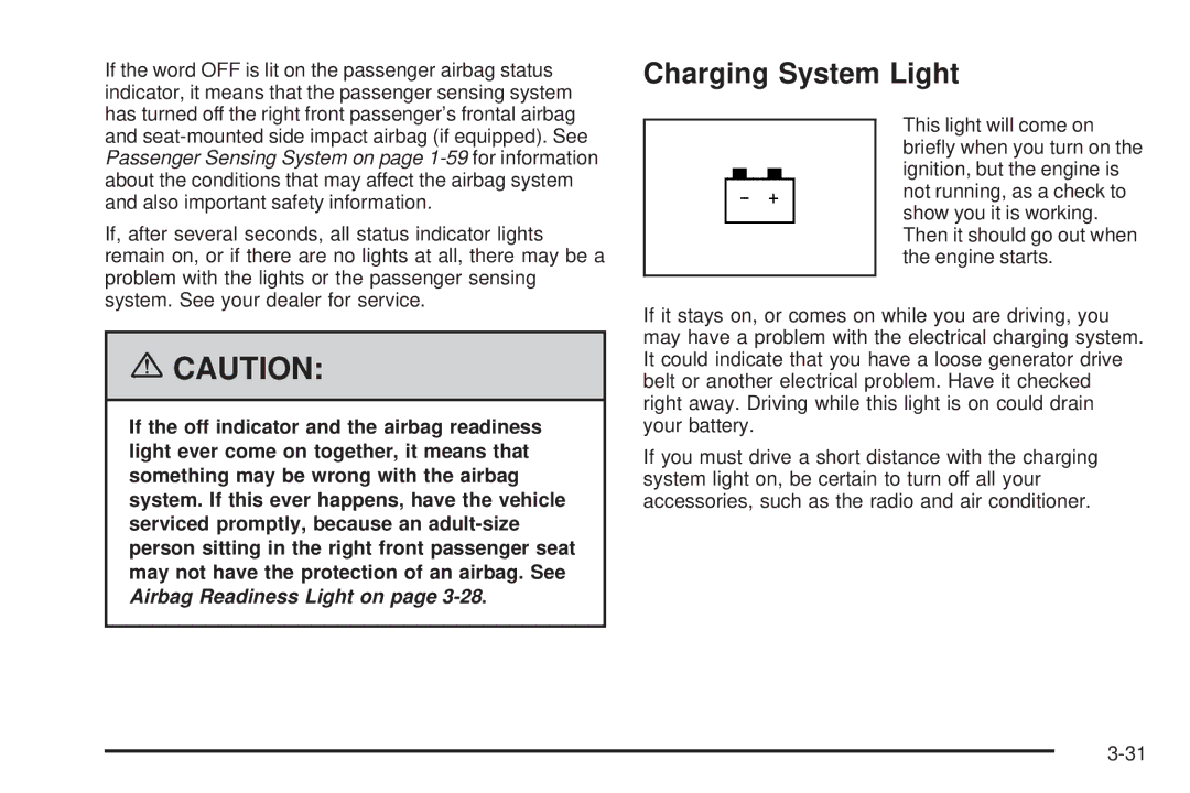 Pontiac 2006 manual Charging System Light 