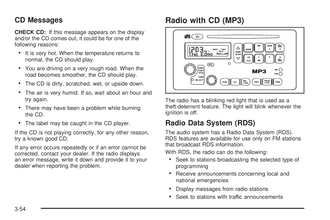 Pontiac 2006 manual Radio with CD MP3, CD Messages 