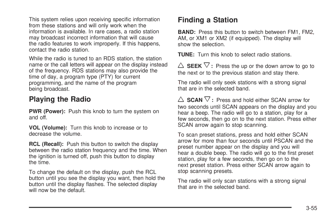 Pontiac 2006 manual Playing the Radio 