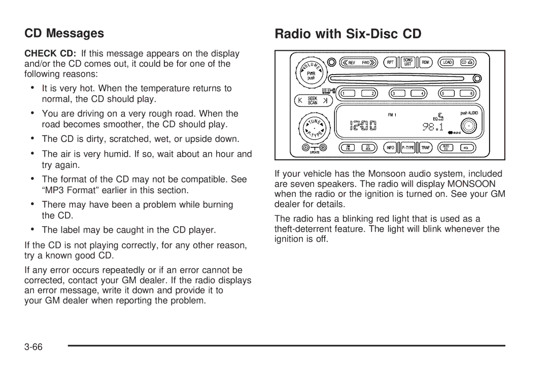 Pontiac 2006 manual Radio with Six-Disc CD, CD Messages 