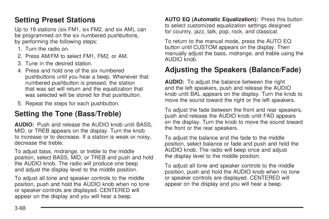 Pontiac 2006 manual Setting Preset Stations 