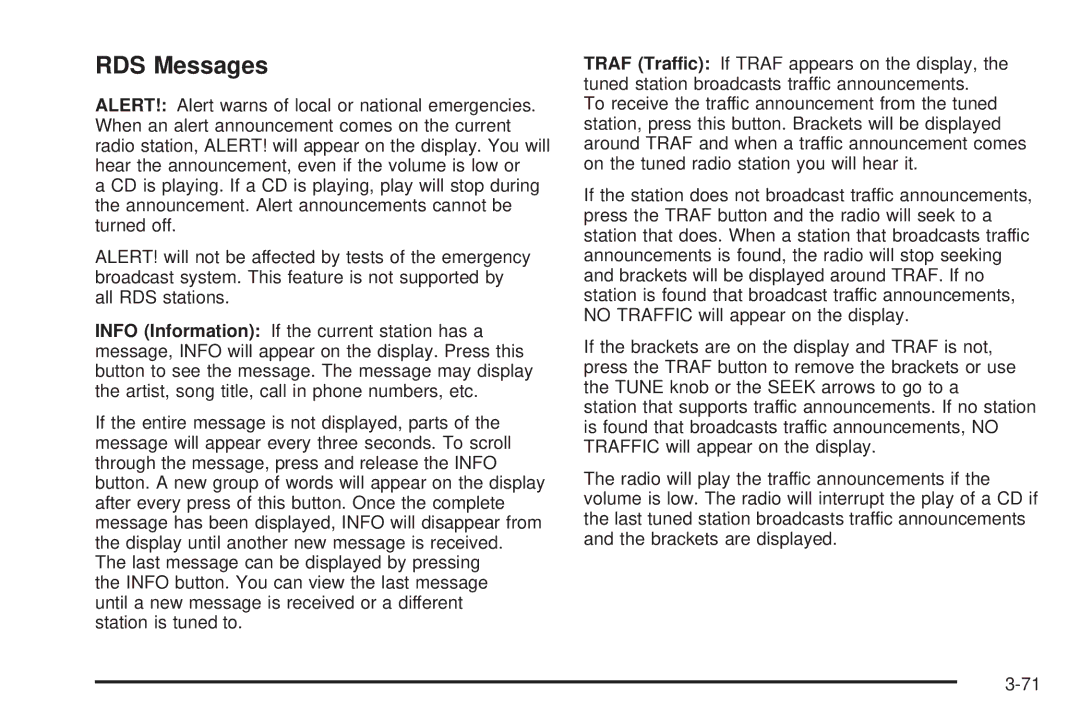 Pontiac 2006 manual RDS Messages 