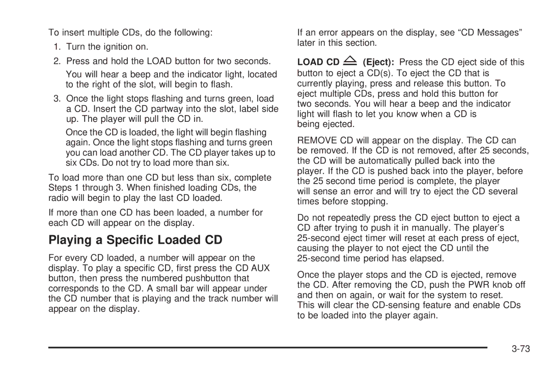 Pontiac 2006 manual Playing a Speciﬁc Loaded CD 