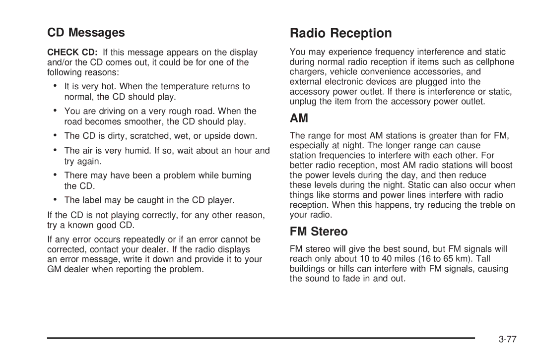 Pontiac 2006 manual Radio Reception, FM Stereo 