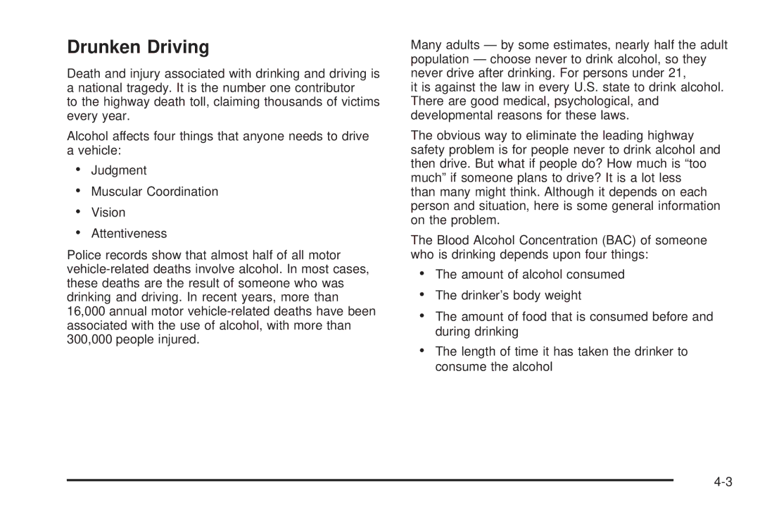 Pontiac 2006 manual Drunken Driving 