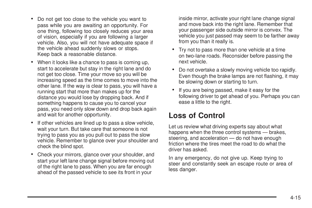 Pontiac 2006 manual Loss of Control 