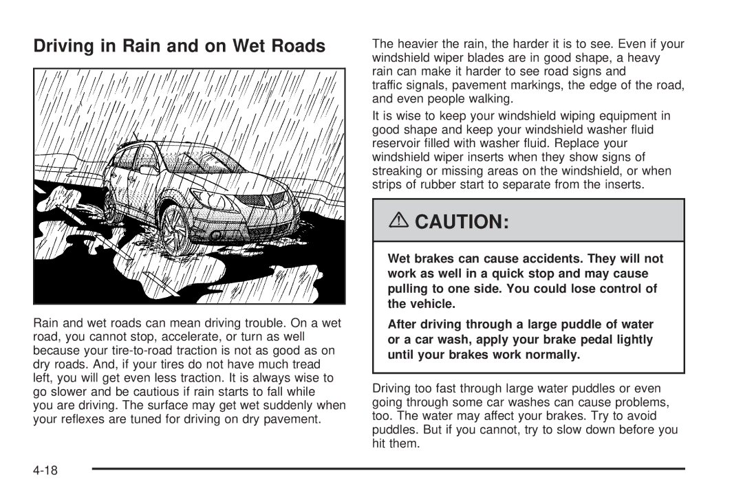 Pontiac 2006 manual Driving in Rain and on Wet Roads 