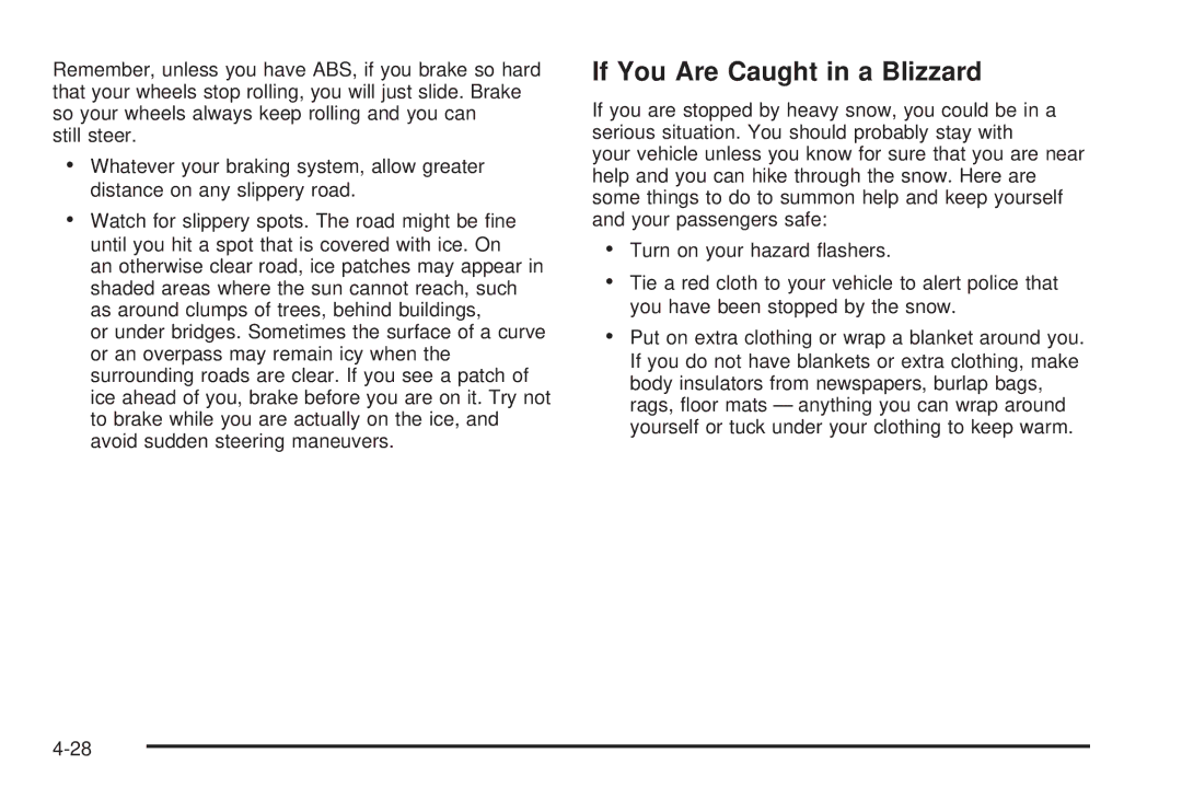 Pontiac 2006 manual If You Are Caught in a Blizzard 