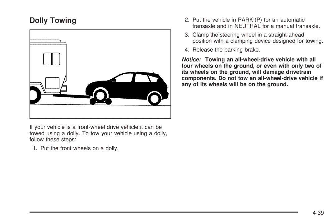 Pontiac 2006 manual Dolly Towing 