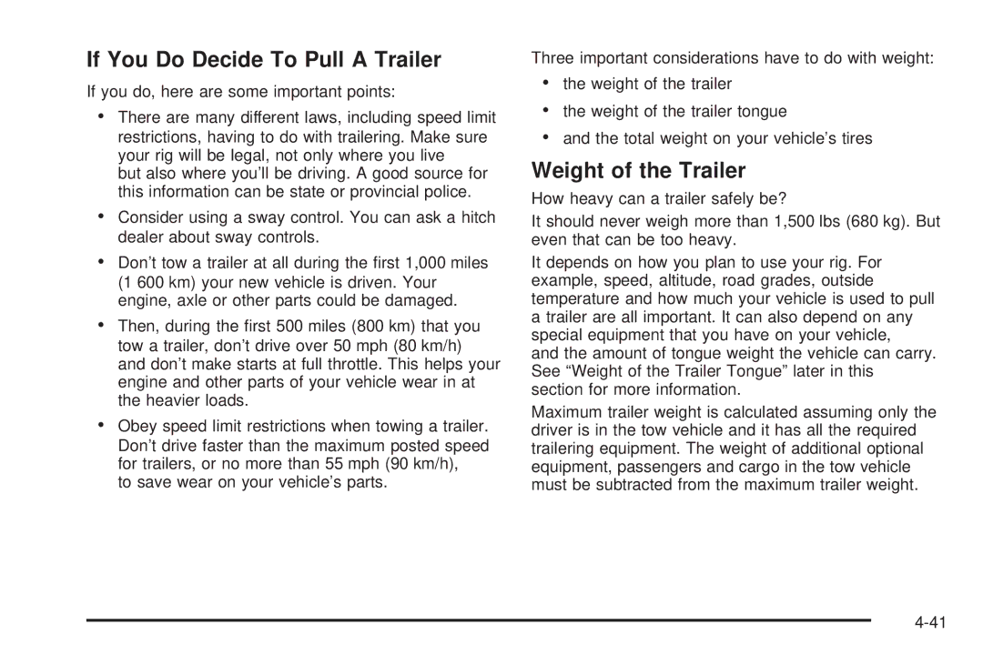 Pontiac 2006 manual If You Do Decide To Pull a Trailer, Weight of the Trailer 