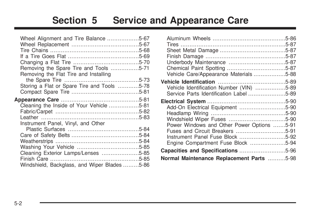 Pontiac 2006 manual Service and Appearance Care 