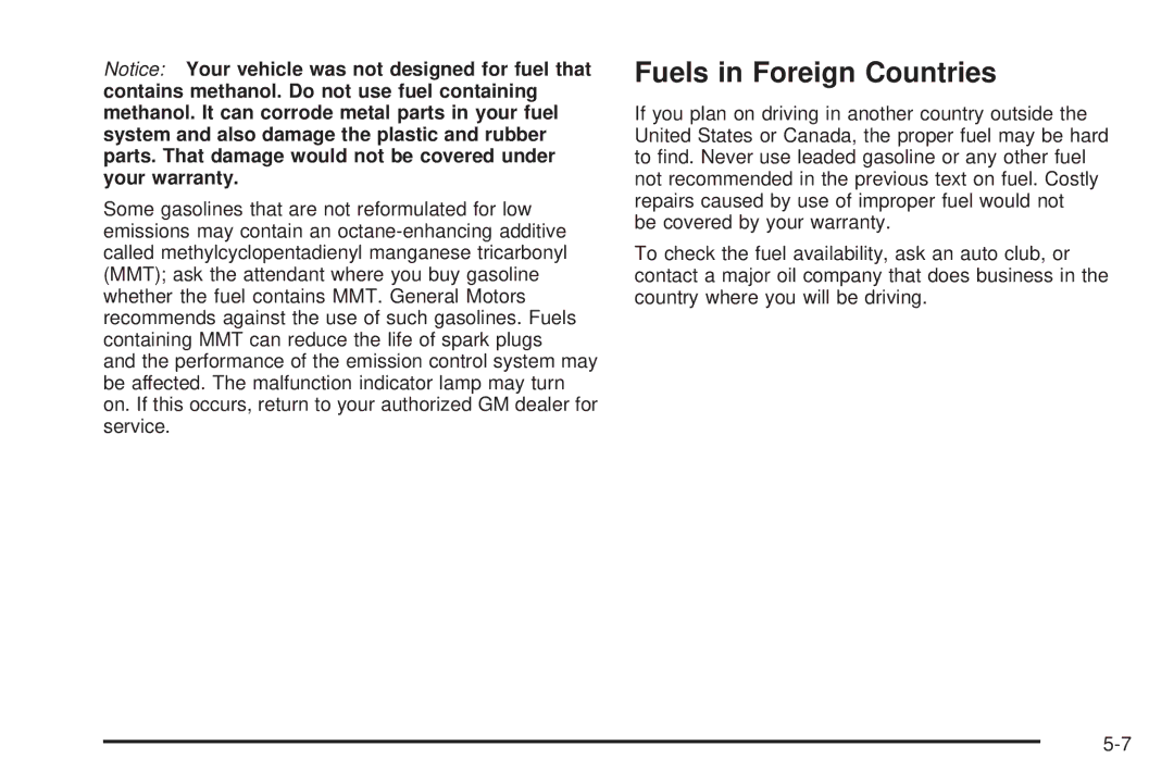 Pontiac 2006 manual Fuels in Foreign Countries 