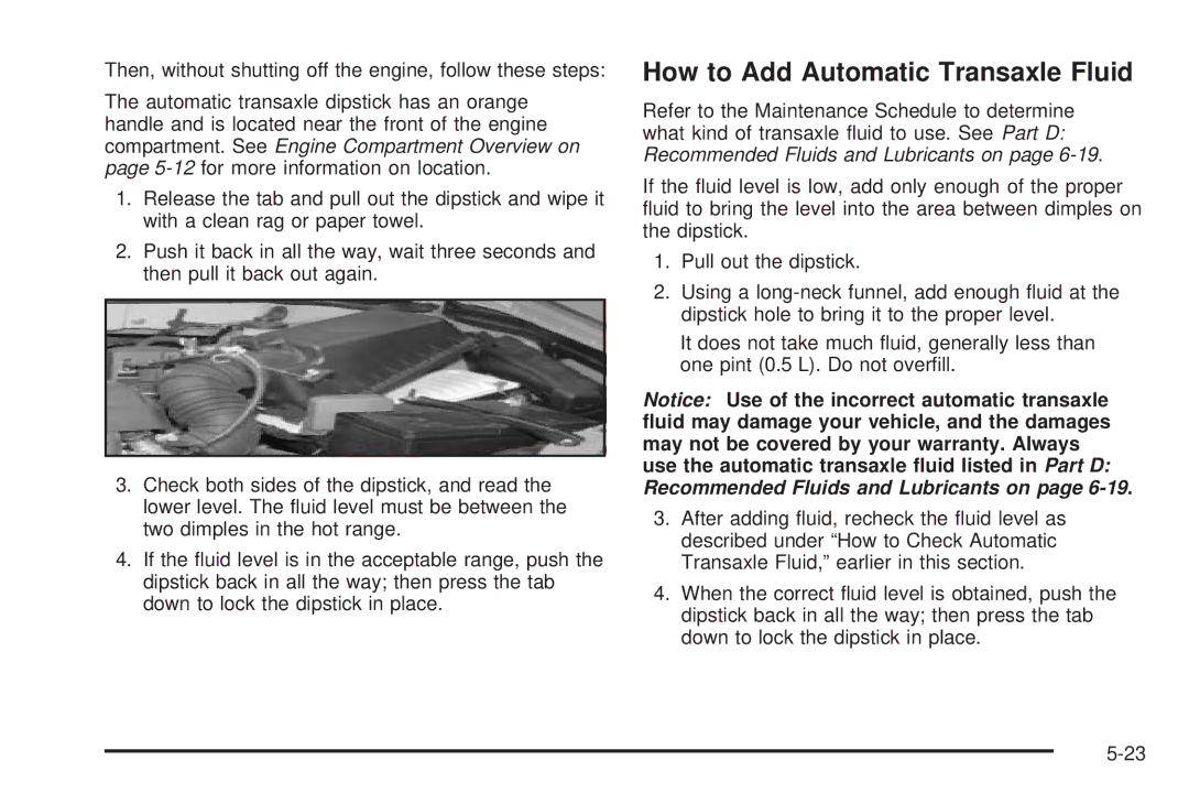 Pontiac 2006 manual How to Add Automatic Transaxle Fluid 