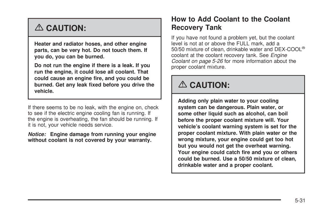 Pontiac 2006 manual How to Add Coolant to the Coolant Recovery Tank 