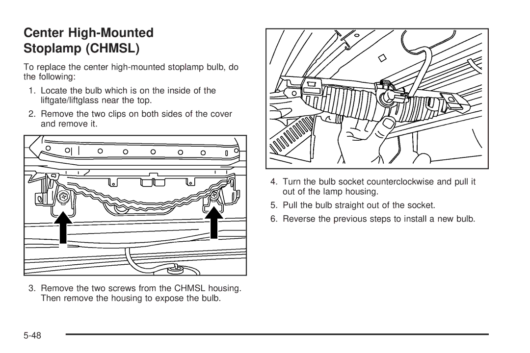 Pontiac 2006 manual Center High-Mounted Stoplamp Chmsl 