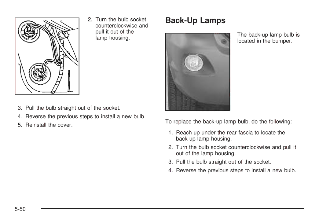 Pontiac 2006 manual Back-Up Lamps 