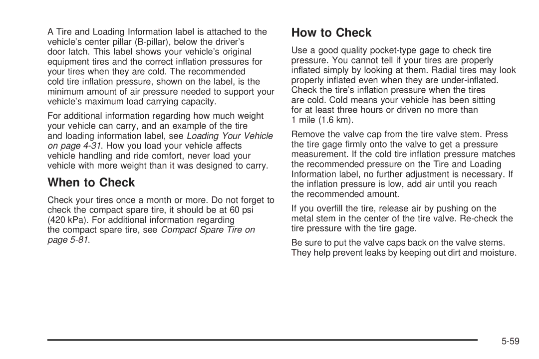 Pontiac 2006 manual When to Check 