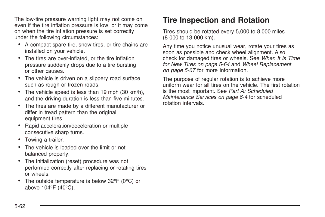 Pontiac 2006 manual Tire Inspection and Rotation 