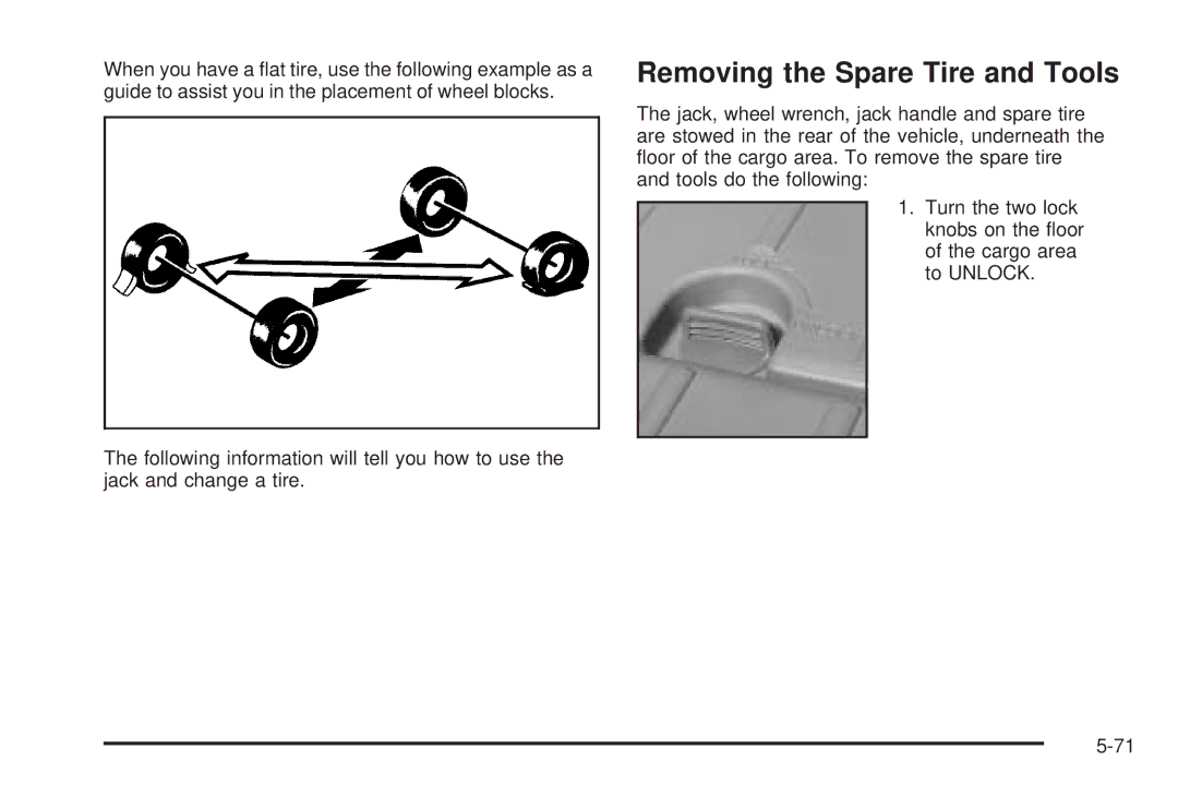 Pontiac 2006 manual Removing the Spare Tire and Tools 