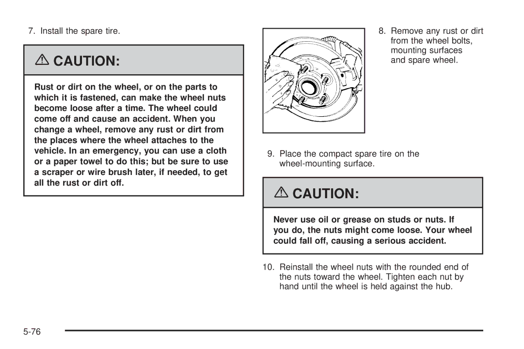 Pontiac 2006 manual Install the spare tire 