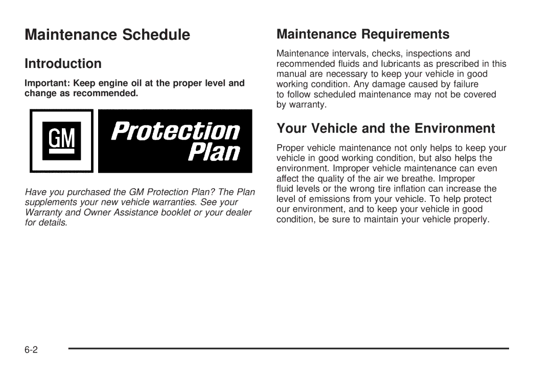 Pontiac 2006 manual Maintenance Schedule, Introduction, Maintenance Requirements, Your Vehicle and the Environment 