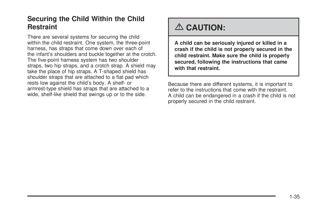 Pontiac 2006 manual Securing the Child Within the Child Restraint 
