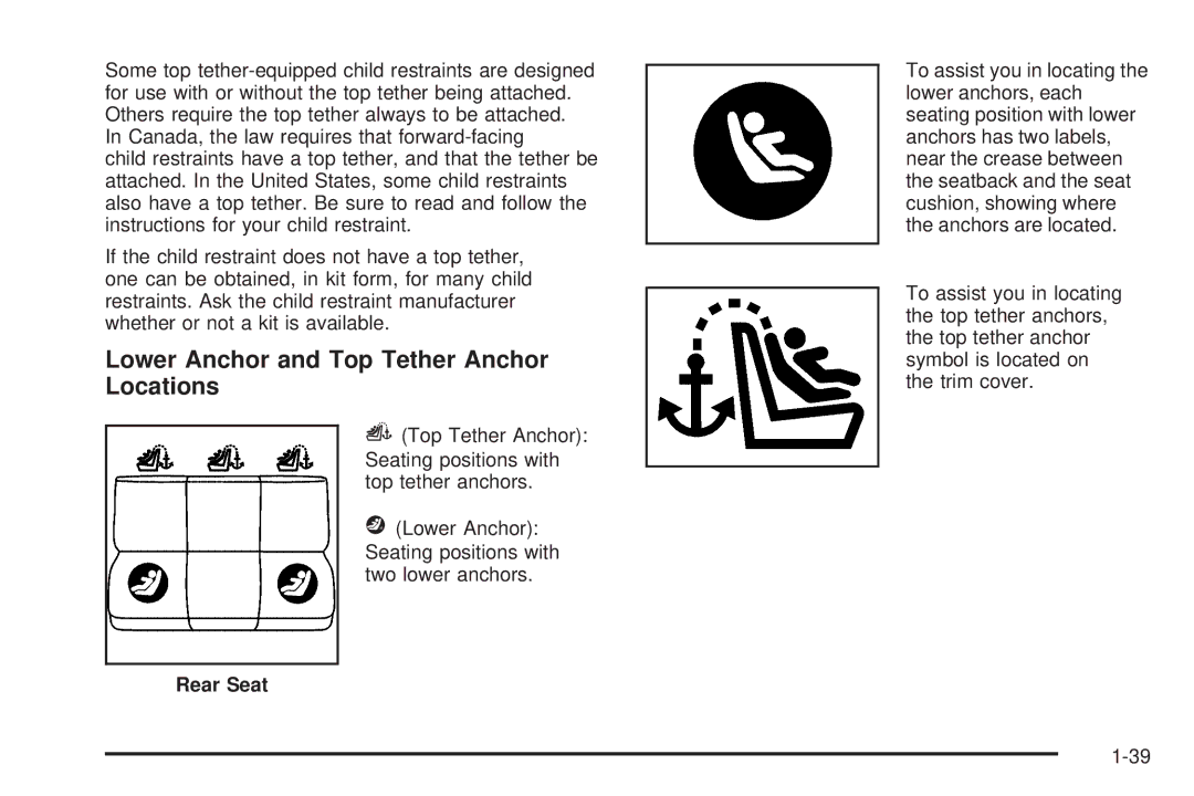 Pontiac 2006 manual Lower Anchor and Top Tether Anchor Locations, Rear Seat 