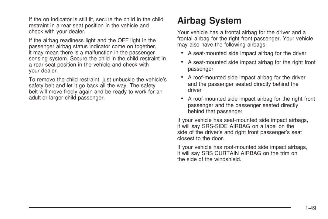 Pontiac 2006 manual Airbag System 