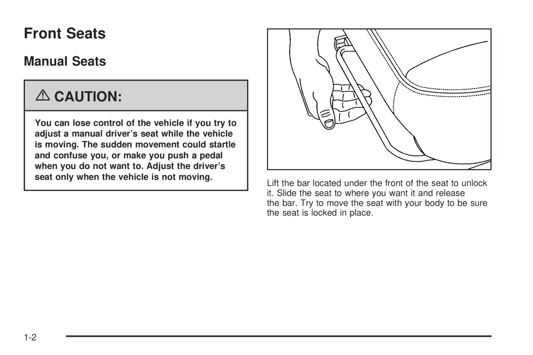 Pontiac 2006 manual Front Seats, Manual Seats 