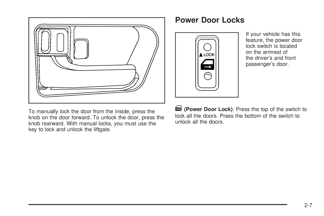 Pontiac 2006 manual Power Door Locks 