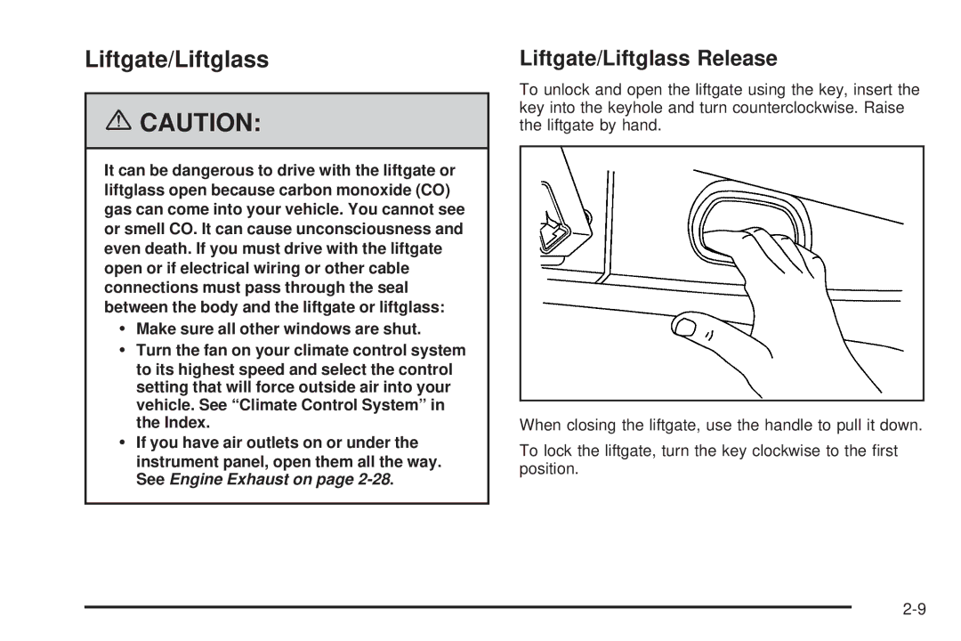 Pontiac 2006 manual Liftgate/Liftglass Release 