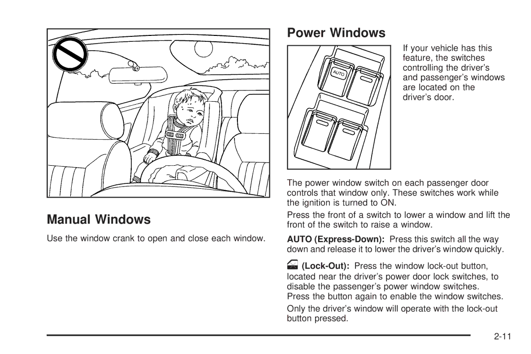 Pontiac 2006 manual Manual Windows, Power Windows 