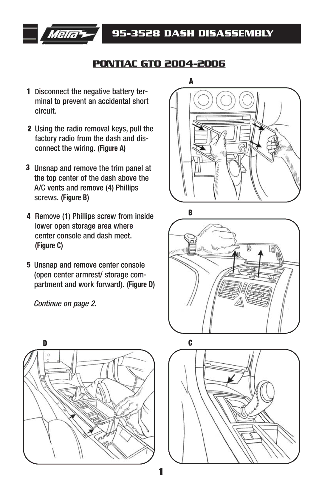 Pontiac 95-3528 manual Dash Disassembly, Pontiac GTO 