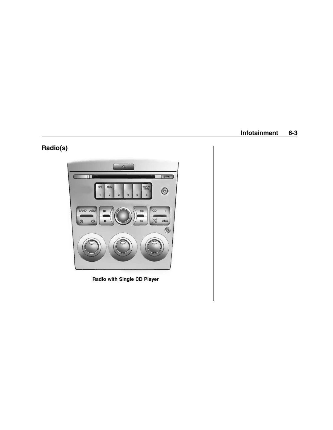 Pontiac G8 manual Radios, Radio with Single CD Player 