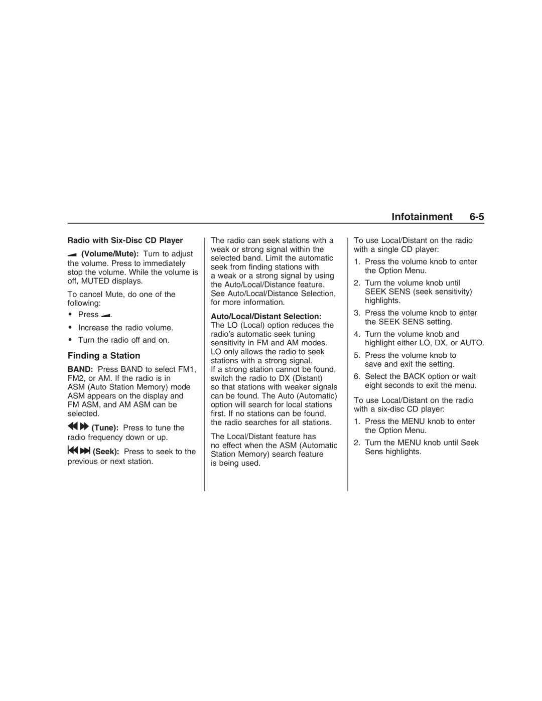 Pontiac G8 manual Finding a Station 