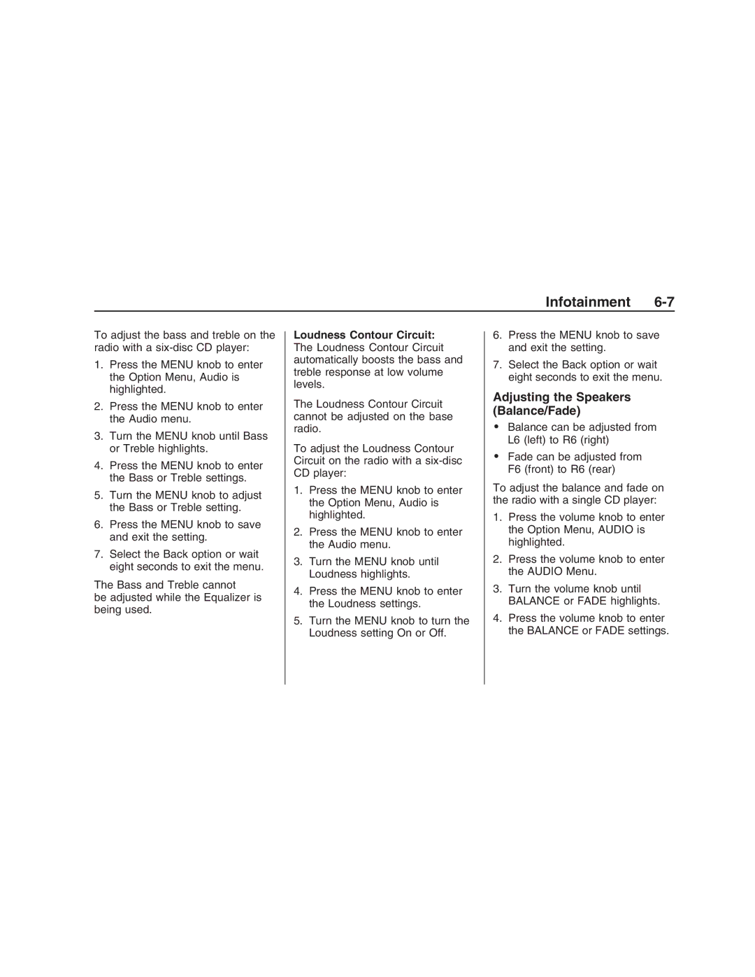 Pontiac G8 manual Adjusting the Speakers Balance/Fade 