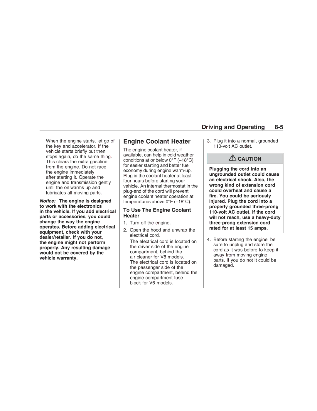 Pontiac G8 manual To Use The Engine Coolant Heater 