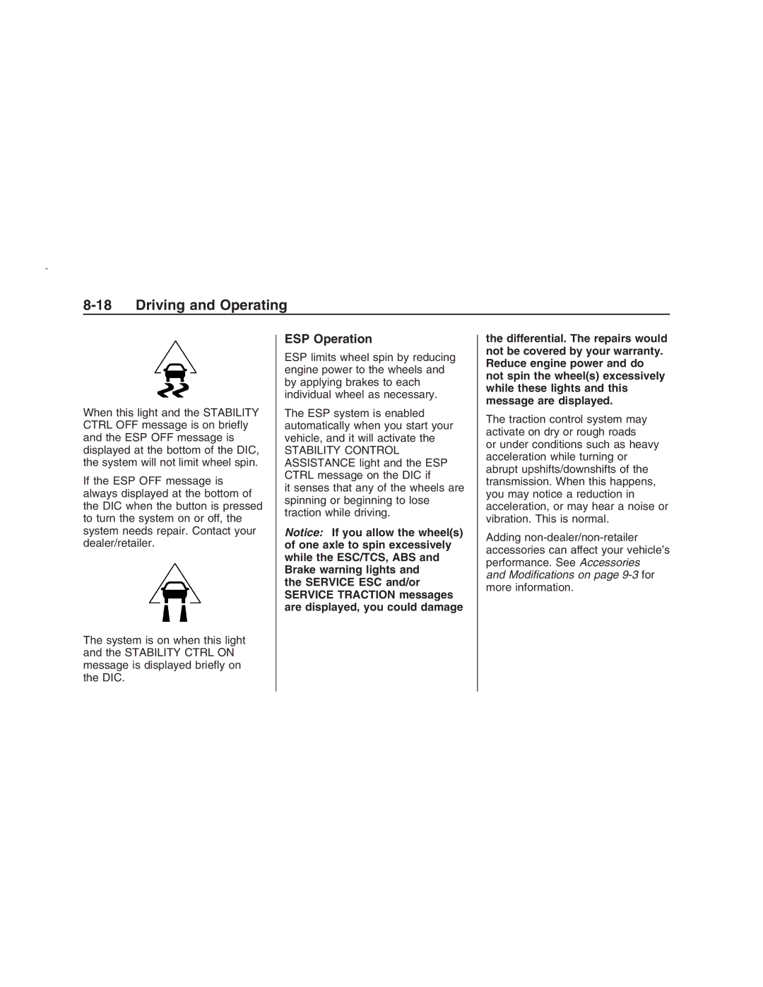 Pontiac G8 manual ESP Operation 